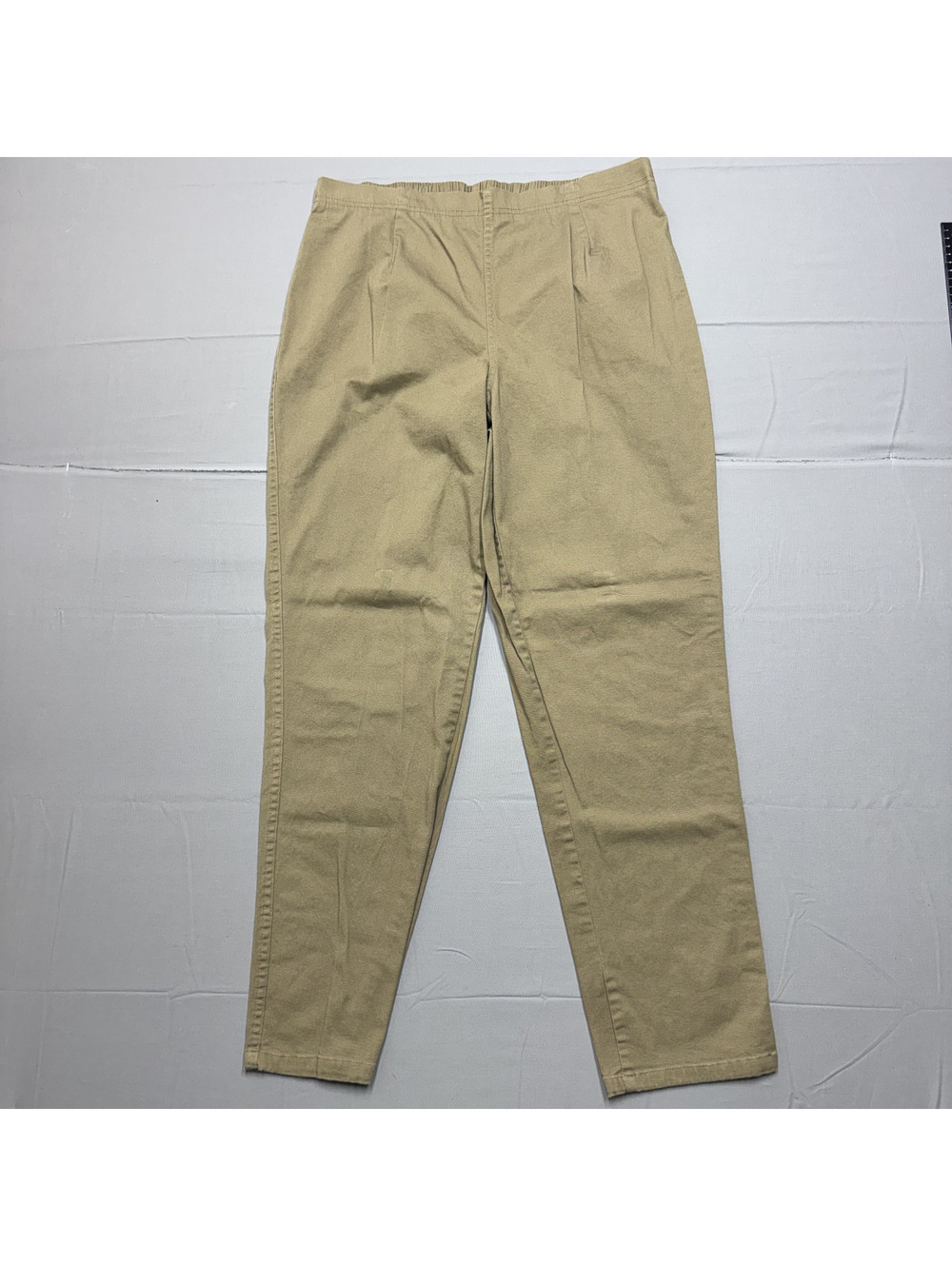 White Stag Women's Pull On Stretch Pants Tapered Cotton Blend Size L Tan Khaki